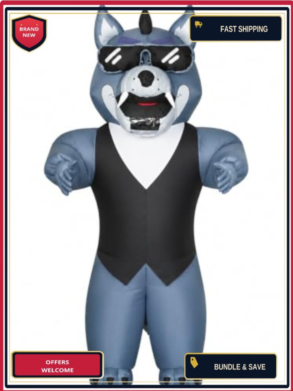 Inflatable Wolf Costume Adult Funny Blow Up Halloween Cosplay Suit One Size